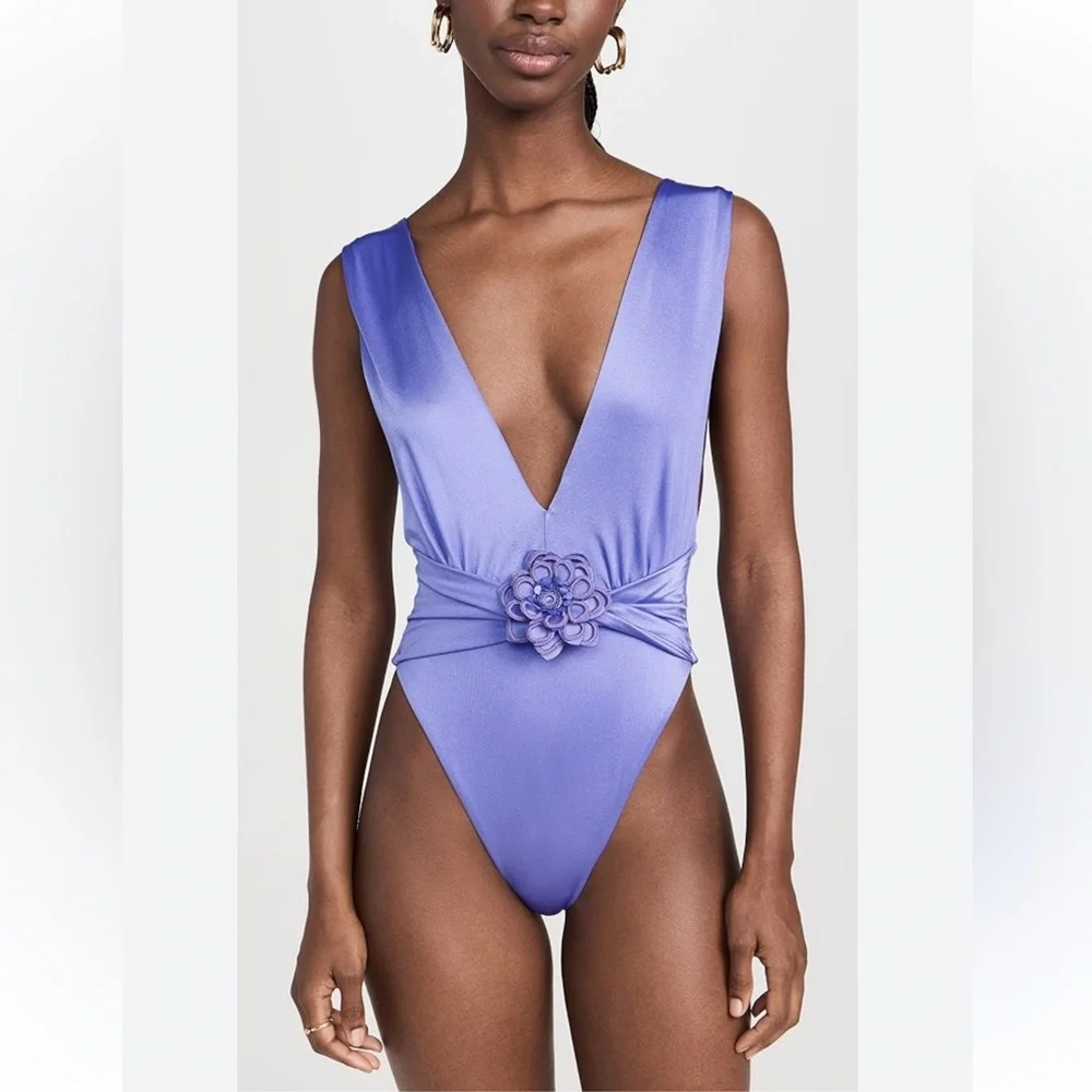 NWT Agua Bendita Ina One Piece Swimsuit Purple Sz L - Picture 4 of 11
